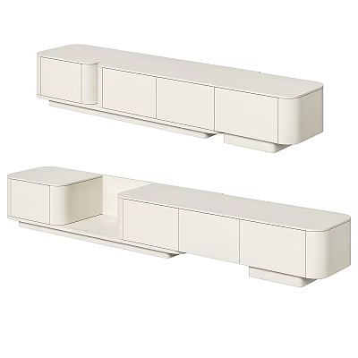 Modern White Wall Mounted TV Cabinets With Floating Design And Storage Drawers 3d model