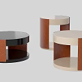 Modern Round Side Tables With Wooden Frames And Smooth Surface Designs 3d model