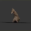 Natural Brown Wooden Sculpture Artistic Shape On White Speckled Platform With Dark Background