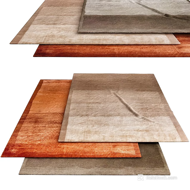 Modern Square Rugs In Warm Brown And Beige Tones With Soft Texture For Home Interior Decor 3d model 