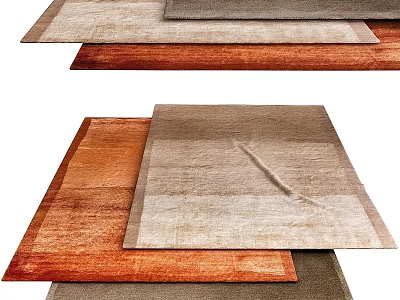 Modern Square Rugs In Warm Brown And Beige Tones With Soft Texture For Home Interior Decor 3d model