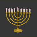 Household Decorative Candelabra Yellow Base With Multiple White Candles For Home Decoration And Lighting