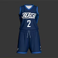 Blue SUGE ACADEMY Basketball Uniform with Number 2 Design Vest and Shorts Sportswear