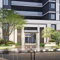 Modern Residential Entrance Gate Design With Lush Greenery And Building Exterior