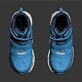 CLINKS Blue High top Sneakers With Velcro Straps And Red Accents On White Sole