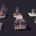 Cartoon Style 3D Building Models With Towers Domes Arches And Decorative Structures 3d model