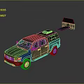Gray Military Pickup Truck With Roof Mounted Equipment And Rear Deployable Platform