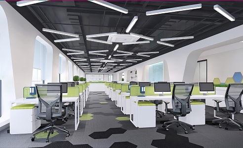 modern public office area open office 3d model