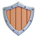 Medieval Shield Weapon With Silver Border Metal Rivets And Brown Stripes