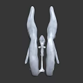 White Abstract Organ Structure With Hair Like Textures Isolated On Dark Background