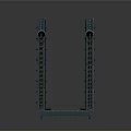 Detailed Small Bridge Model With Blue Structural Design Wooden Deck And Chain Links
