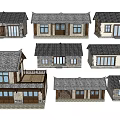Traditional Chinese Residential Architecture With Tile Roofs And Various Facade Designs