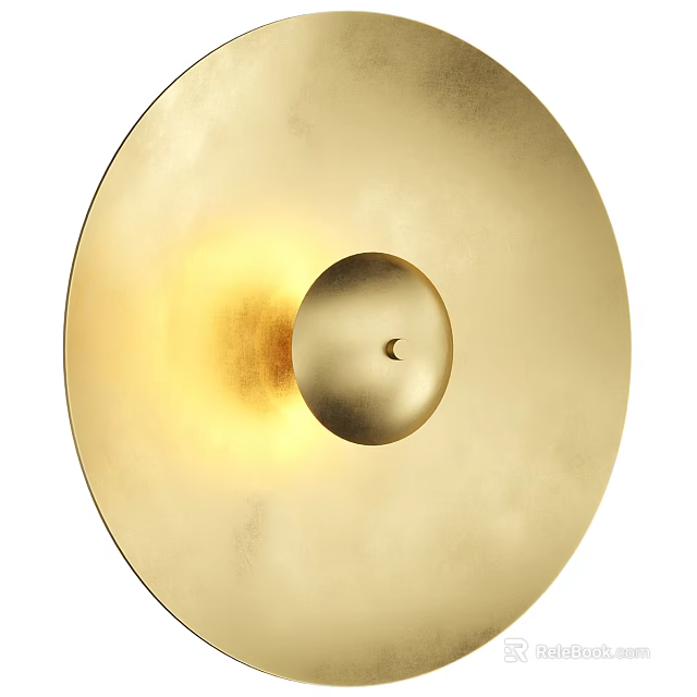 Gold Round Metal Wall Decor With Textured Surface And Central Accent For Home Interior 3d model 