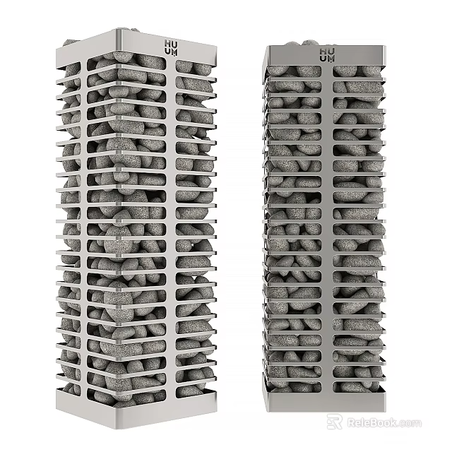 Stone Wood Vertical Columns With Layered Stacked Architectural Design Structure 3d model