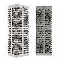 Stone Wood Vertical Columns With Layered Stacked Architectural Design Structure 3d model