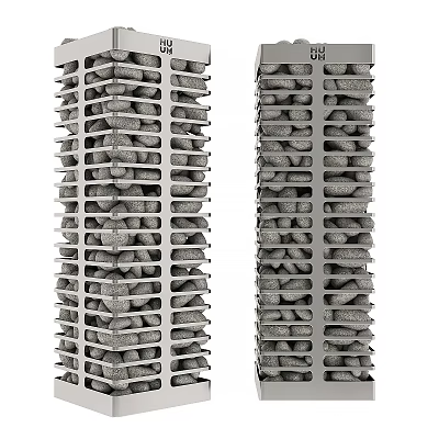 Stone Wood Vertical Columns With Layered Stacked Architectural Design Structure 3d model