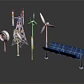Renewable Energy Technology Models Featuring Wind Turbines Solar Panels And Towers