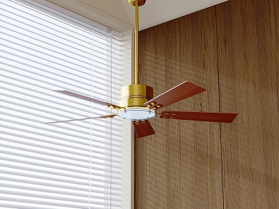 New Chinese Brass Fan Lamp Antique Solid Wood Hanging Fan Lamp Retro Fan Chandelier 3d model