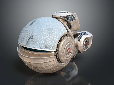 Futuristic 3D Rendered Mechanical Sphere With Honeycomb Texture And Metallic Structure 3d model