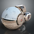 Futuristic 3D Rendered Mechanical Sphere With Honeycomb Texture And Metallic Structure 3d model