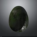 Mystery Creature Egg With Green Brown Textured Surface On Gray Gradient Background 3d model