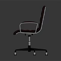 Brown Upholstered Office Chair With Metal Armrests And Five Wheel Base