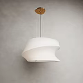 Modern White Pendant Light With Wave Design And Wooden Ceiling Base 3d model