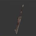 Ornate Ancient Mythical Sword Weapon With Intricate Red Black Hilt Design