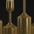 Elegant Golden Candle Lamps With White Lit Candles On Black Background