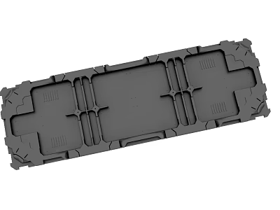 Black Industrial Mechanical Structural Base Frame With Grooves And Protrusions 3d model