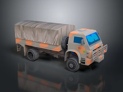 Military Camouflage Tank With Armored Turret Cannon Tracks And Blue Observation Window 3d model