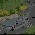 Urban Road Infrastructure With Vehicles Pedestrians Crosswalk Trees And Street Lamps