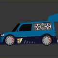 Metallic Blue Modified Compact Car With Rear Spoiler Sporty Body And Alloy Wheels