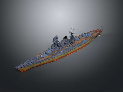 Detailed 3D Model of Military Battleship as Water Transport Vehicle 3d model