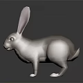 Low Poly Style Gray Rabbit 3D Model With Pink Ears On Dark Background