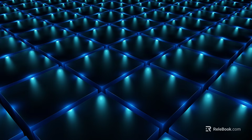 Modern Commercial Equipment With Illuminated Blue LED Grid Panel Structure Design 3d model 