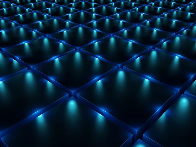 Modern Commercial Equipment With Illuminated Blue LED Grid Panel Structure Design 3d model