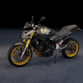 Black And Yellow Sporty Motorcycle With Modern Design And Yellow Wheels