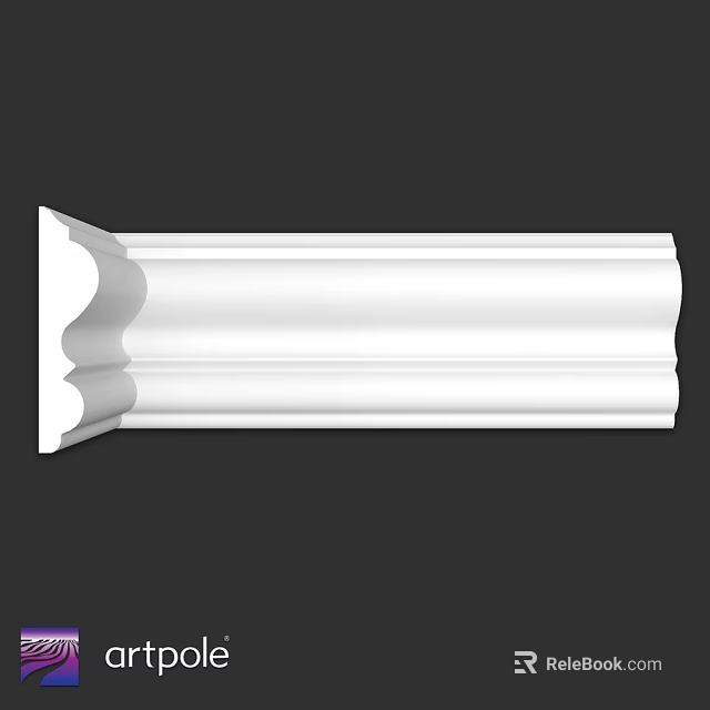 White Decorative Molding With Ornate Curved Design For Interior Decoration 3d model 