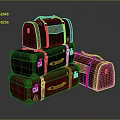 Red And Black Leather Suitcases Stacked In Various Sizes For Travel Essentials