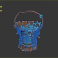 Orange Woven Bucket With Metal Rings And Blue Interior Design