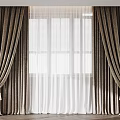 Dark Brown Heavy Curtains With White Sheer Tied Design Elegant Modern Window Decoration