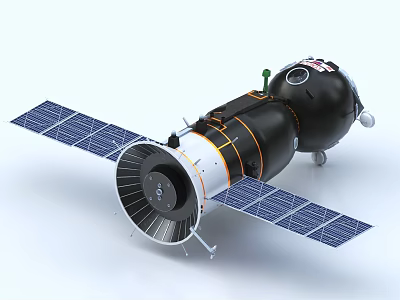 Spacecraft With Solar Panel Array Black White Structure Propulsion Unit And Antenna 3d model