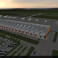 Airport Aerial View Plan With Terminal Building Roof Design Tarmac Airplanes Parking Lot And Greenery