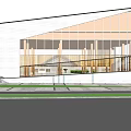 Modern Garden Landscape Design With Glass Building And Interior Green Space