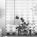 Elegant Garden Ornaments With Gray Lattice Wall Pine Branches White Statue And Greenery