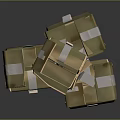 Three Brown Tape Sealed Cardboard Boxes Stacked On Gray Surface 3d model