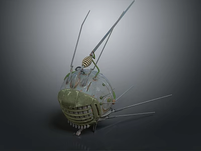 Detailed Spherical 3D Equipment Model With Metal Rods Mechanical Structure And Transparent Surface 3d model