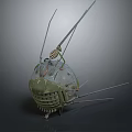 Detailed Spherical 3D Equipment Model With Metal Rods Mechanical Structure And Transparent Surface