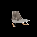 Modern Leisure Rocking Chair With Metal Frame Woven Backrest And Gray Cushion